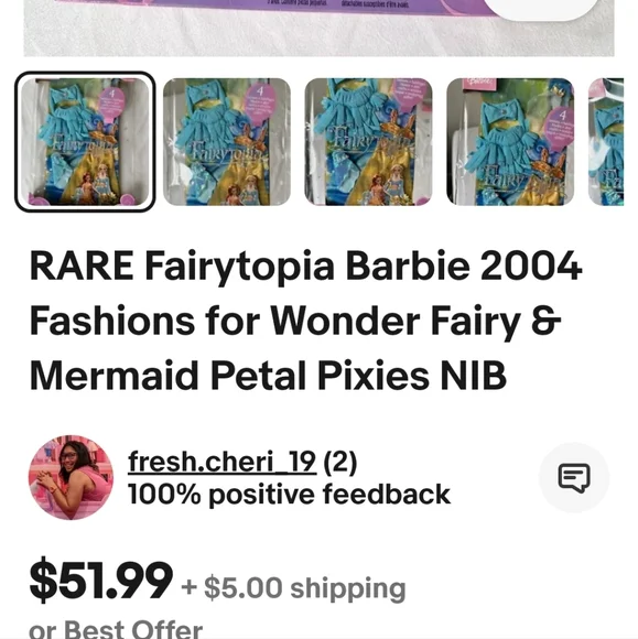 RARE HTF BARBIE FAIRYTOPIA 2004 FASHION PACK DOLL TOPS - Picture 2 of 6